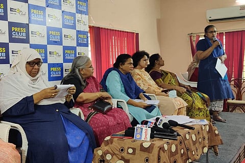 Activists addressing the media persons