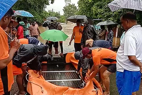 NDRF and SDRF teams rescuing people in north Telangana after heavy rains