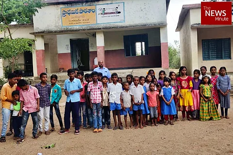 Telangana government school students without uniform