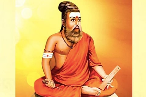 Thiruvalluvar in saffron robes