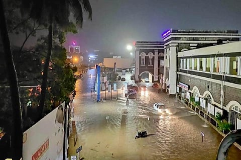 An inundated Thiruvananthapuram railway station after bout of heavy rains