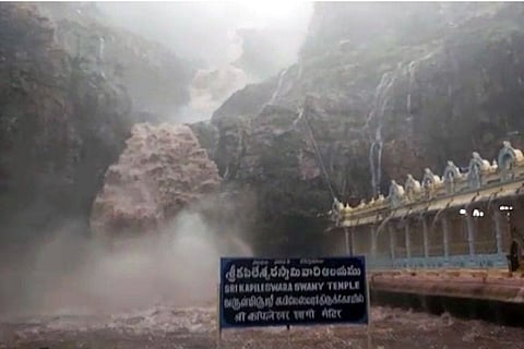 Flooding near Kapileswara Swamy Temple