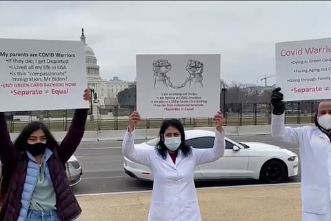 Indian-American healthcare workers protest outside US Capitol