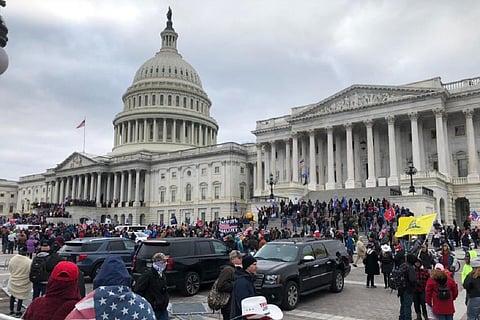 Supporters of Donald Trump storming the Capitol building