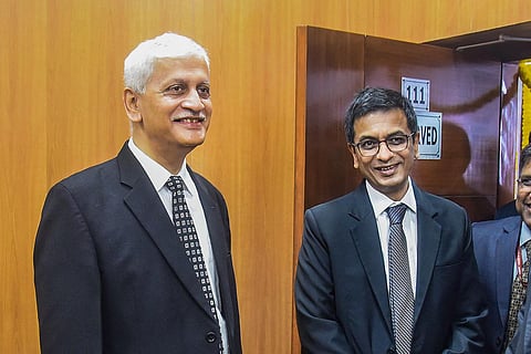 An image of CJI UU Lalit and DY Chandrachud