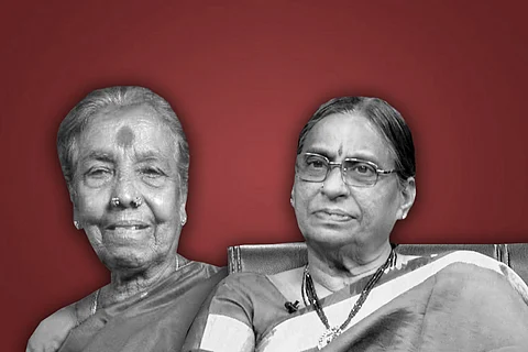 A collage of artists R Muthukannammal and Annabattula Lakshmi Mangatayaru