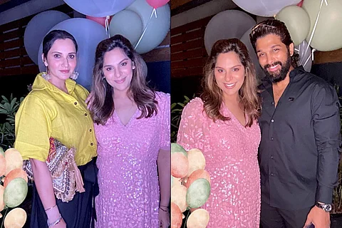 Upasana along with Sania Mirza and Allu Arjun in a collage image