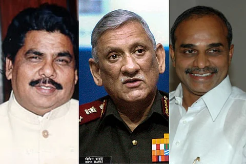 A collage of GMC Balayogi, Bipin Rawat and YSR Reddy: VIPs who died in chopper crashes