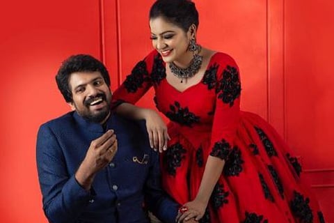 Actor and VJ Chitra along with her husband Hemnath