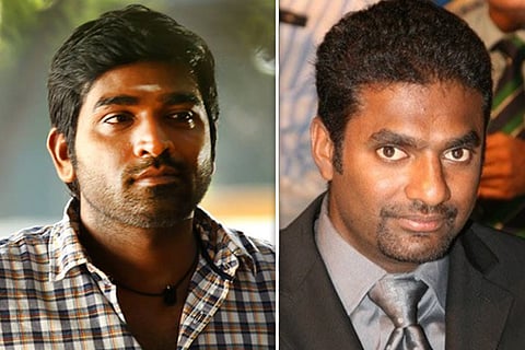 Collage of actor Vijay Sethupathi and bowler Muttiah Muralitharan