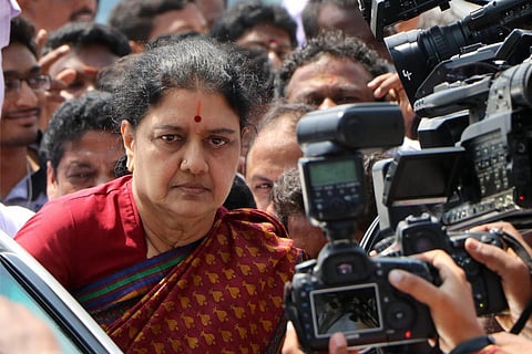 VK Sasikala getting out of a vehicle