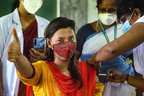 Woman getting vaccine shot