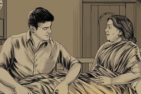 Screengrab from Valimai's Mother Song featuring graphic image of Ajith Kumar