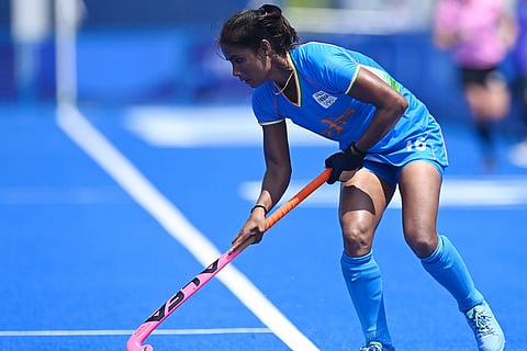 Vandana Katariya playing hockey