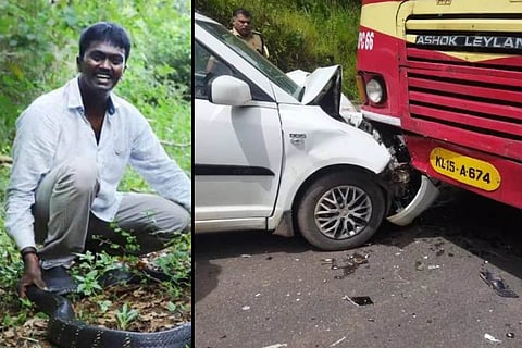 Collage of Kerala snake catcher Vava Suresh and his car accident
