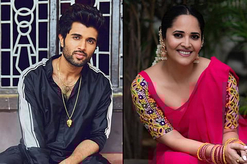 Vijay Devarakonda and Anasuya pictures in a collage
