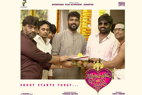 Vignesh Shivan and Vijay Sethupathi at Kaathuvaakula Rendu Kaadhal launch