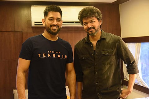 Actor Vijay and cricketer MS Dhoni meet on the sets of ‘Beast’