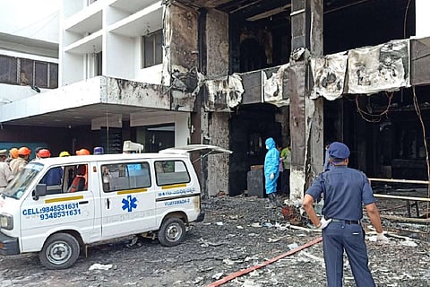 Rescue operations at the COVID care centre in Vijayawada