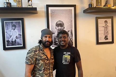 Chiyaan Vikram is seen on the left and director Mari Selvaraj on the right.