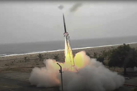 Vikram-S rocket launch carrying three satellites