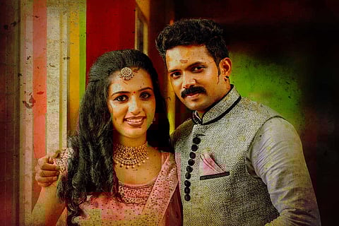 Domestic violence victim Vismaya and her husband Kiran in their wedding finery