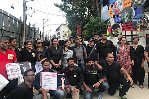 Bengaluru citizens protest against poor infrastructure in Mahadevapura