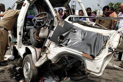 Five from a family killed as omni van rams into parked truck near Walayar