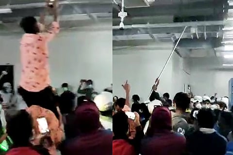 Workers vandalising Wistron plant