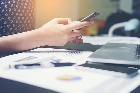 Woman using smartphone