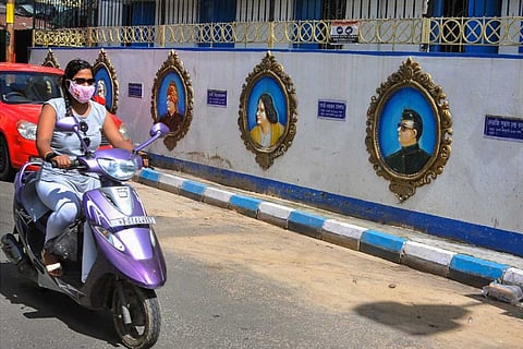 Woman riding a bike