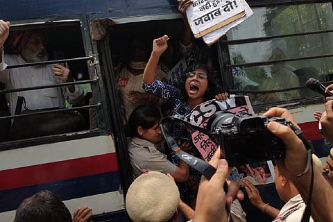 Protestors being arrested
