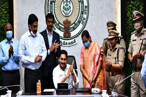 YS Jagan while inaugurating Abhayam project along with Home Minister Sucharitha M