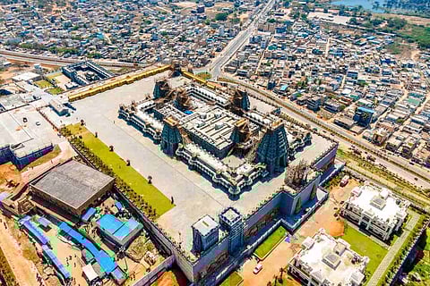 The renovated Yadadri temple in Telangana