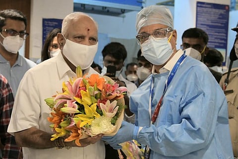 Karnataka CM BS Yediyurappa after being discharged from hospital