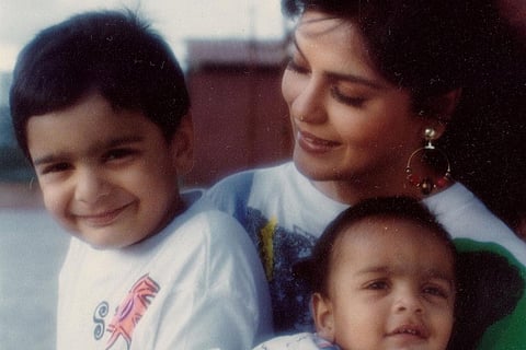 Zeenat Aman with her sons. Picture by Gautam Rajadhyaksha