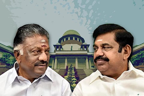 O Panneerselvam and Edappadi K Palaniswami against the backdrop of Supreme Court