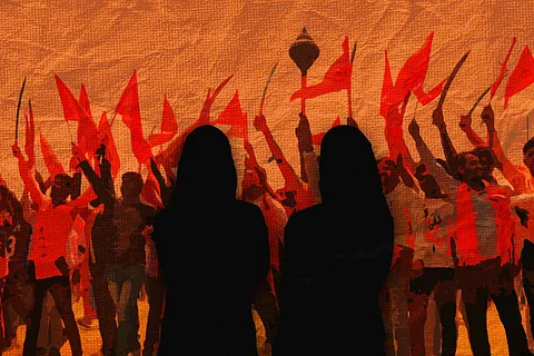 Representative image of two women being harassed by Hindutva activists