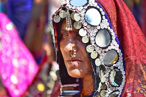 A woman from Lambani community dressed in traditional attire