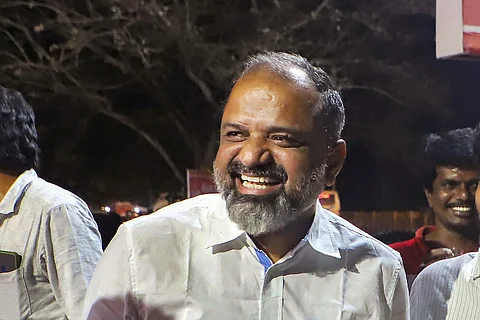 A smiling AG Perarivalan
