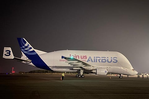 Massive cargo airplane Airbus Beluga lands at Hyderabad airport