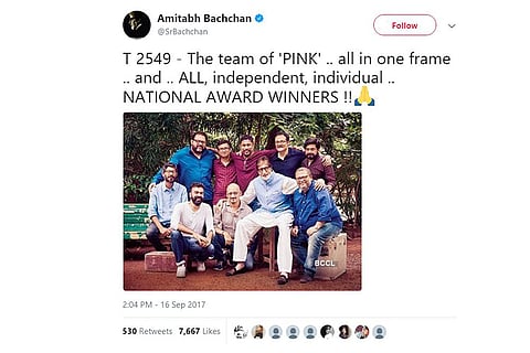 One year after 'Pink': Amitabh Bachchan celebrates film anniversary with pic that has no women