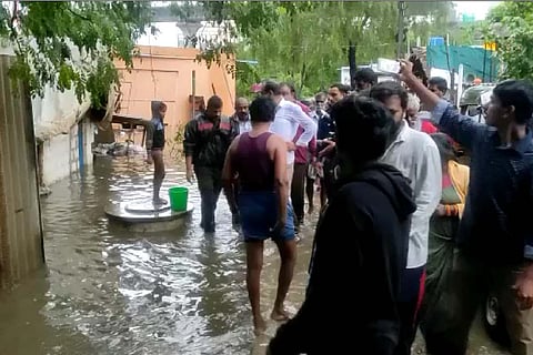 Street submerged in Andhra Pradesh due to heavy rain