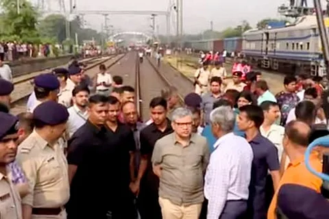 Ashwini Vaishnaw at the site of the accident