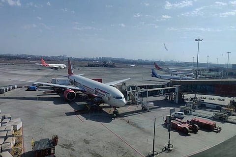 Airline parked at airport