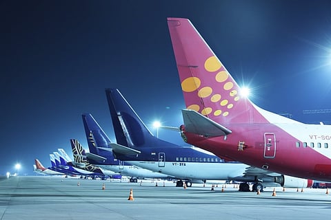 Airlines parked on tarmac