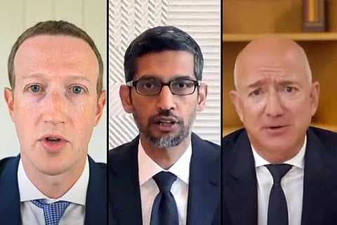 Mark Zuckerberg, Sundar Pichai and Jeff Bezos