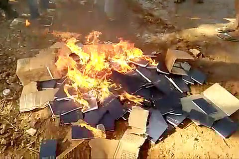 Video: Unidentified miscreants burn Bible copies in Telangana, police on the lookout