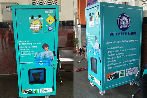 This plastic bottle crusher at B’luru rail stns will give you Rs 5 for recycling