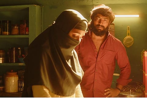 Mirnaa and Kalaiyarasan in a scene from Sarjun KM’s Burqa